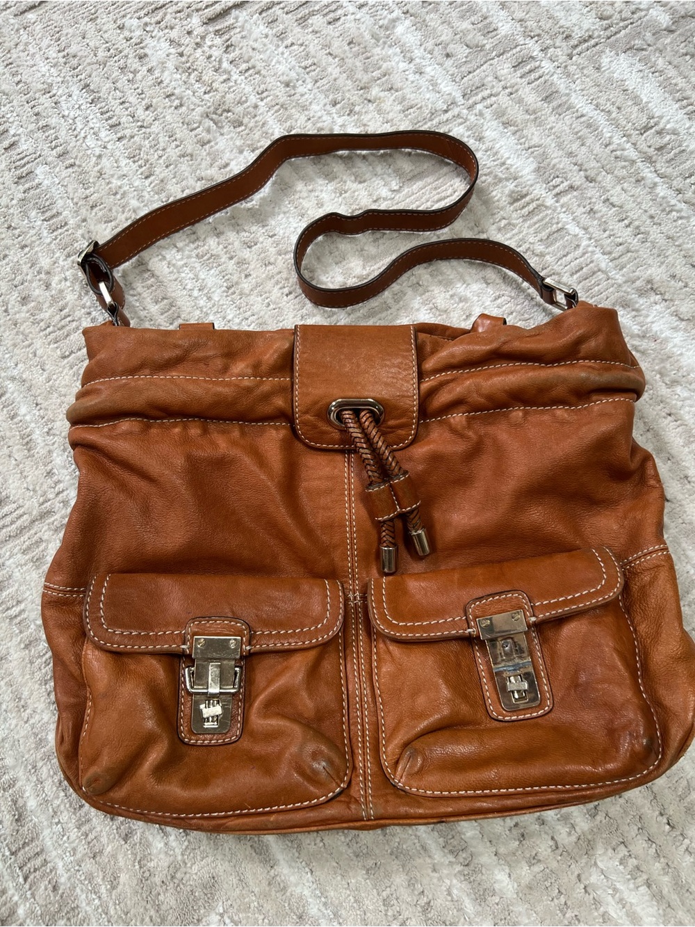 Vintage Banana Republic Boho/Shoulder Lambskin Bag Cognac Color